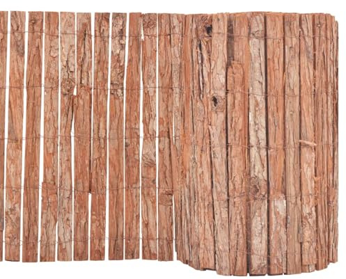 Gecheer Gartenzaun Sichtschutzzaun Dichtzaun Holzzaun Garten-Rindenzaun Sichtschutz Rindenmatte Rollzaun 1000 x 50 cm (L x H) Mit PVC-beschichtetem Draht gebunden,Rinde für Balkon Garten Natur