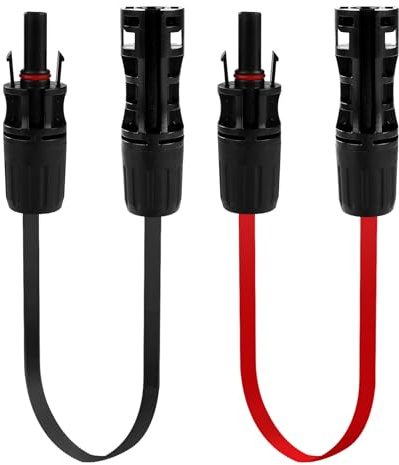 Risegun Solarkabel Verlängerung, 12 AWG/4mm² (1 Paar), Superflache Balkontür-Durchführung, 1500V DC/30A für PV Anlage Balkonkraftwerk Wohnwagen
