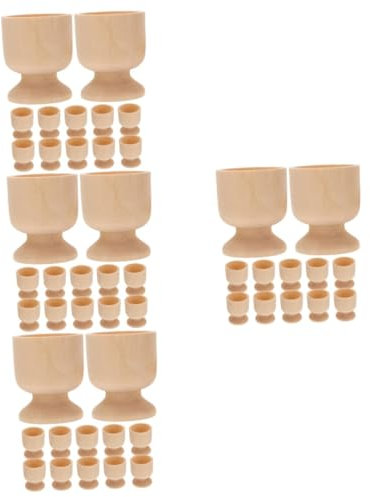 Amosfun 4 Juegos Bandeja De De Pascua Pisanky Jugar Soportes para Mini Manualidades Crafts for Xherramienta Juguete Huevera con Grafiti Huevera De Madera 12 Uds * 4