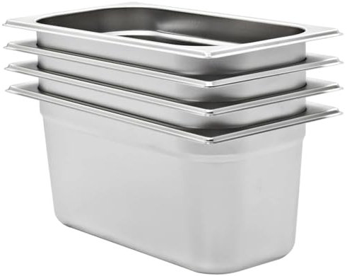 Juroupi Gastronorm GN 1/1 150 mm in Acciaio Inox antiruggine Facile da Pulire Lavabile in lavastoviglie Contenitore per Alimenti Utensili da Cucina Vassoio Porta Snack