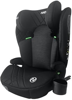 NANIA, Bari Isofix Car Seat, I-Size, 100-150 cm, Approx. 4-12 Years, Isofix Seat with Side Protection, Adjustable Headrest, Cup Holder, Non-Reclining