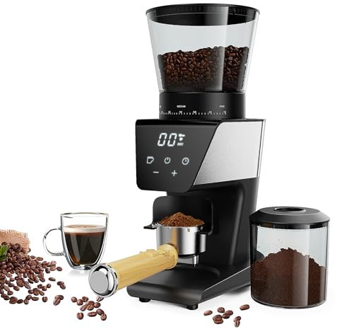 Moulin à Café Electrique, Broyeur Cafe Grain, Réglable Pour Grains De Café, Écran Tactile LCD, Avec 30 Réglages De Mouture Précise Pour 12 Tasses