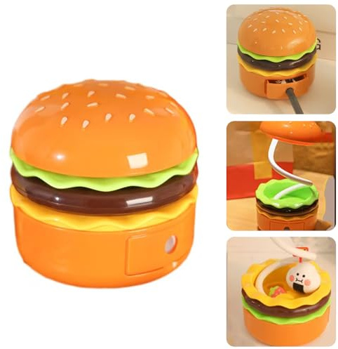 YZYOE LED wiederaufladbare Hamburger Schreibtischlampe, Kreatives Kinderspielzeug Licht mit Bleistiftspitzer, Warme weiße Augenschutz Nachttischlampe, Arbeit und Studie Desktop Dekorative Lampe.