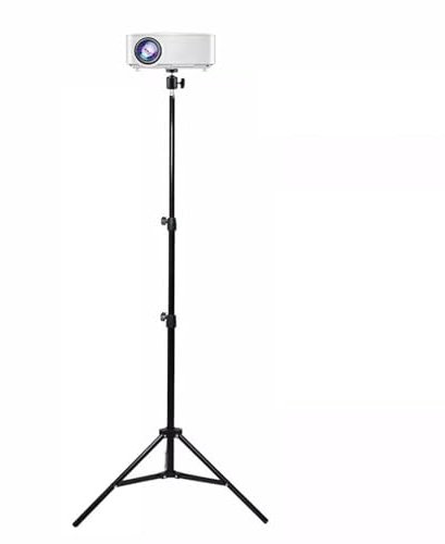 Soporte de proyector ajustable, soporte telescópico para uso doméstico, soporte de pie para cama, cabecero o mesa, diseño triangular perforado de 1 a 44 cm