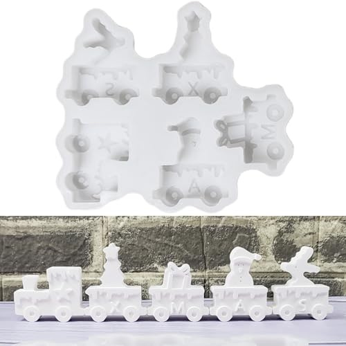 ALEFBET Silikonform Weihnachten Zug,Silikonformen Gießformen Zug,Silikon Gießform Weihnachten,Gipsformen zum Gießen,Epoxidharz Formen S1668