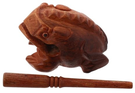 Yardwe Lifelike Frog Wooden Percussion Frog Sound Musical Instrument for Beginner Fun Croaking Tube for School Classroom Outdoor Garden Use