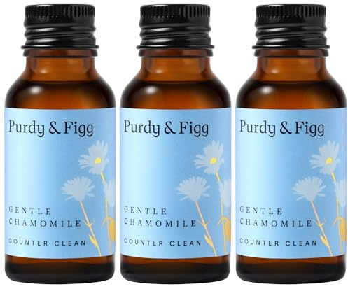 Purdy & Figg Counter Clean Refill | All-Purpose Spray | Chamomile 3 x 20mls | All-Purpose Cleaning Spray with Organic Essential Oils | Natural & Non-Toxic | Home & Kitchen Countertops