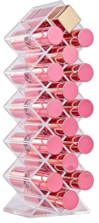 Rollerball Perfume Organizer,16Slots Roller Bottles Holder,Clear Acrylic Perfume Storage Holder Beauty Scent Holder,Stackable Makeup Lipgloss Lipstick Display Case Lip Gloss Storage Stand(1 Pack)