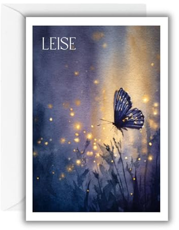 WBdesignz Kindertrauerkarte „Leise - Deine Flügel tragen dich ins Licht“ mit weißem Umschlag - Sternenkindkarte - Beileisbekundungen, Beerdigung - Beileidskarte für Eltern, Familie & Framilie (DIN A6)