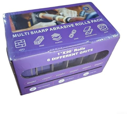 Rollo de cinta de lija de óxido de aluminio, abrasivo con respaldo de tela de alta precisión para pulido de madera y metal, rollo de papel de lija flexible antiobstrucción de 25 mm x 8 m, varios (C)