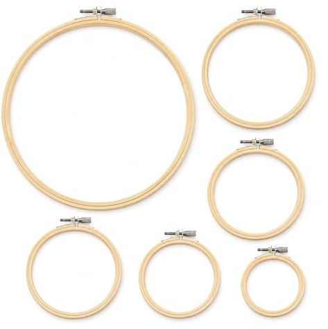 6 piezas de bastidores de bordado de madera, anillo de bordado redondo ajustable, aro de bordado, marco de madera para punto de cruz, bricolaje y decoración, marco de bordado pequeño en 3/4/5/6,3/7/8