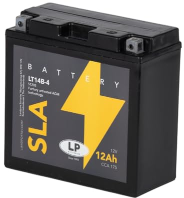 Accu Landport YT14B-4 (15x14.5x7cm) Gel vulling | Vergleichstypen YT14B-4, YT14B-BS; Ref. 51201, 51422; kompatibel mit Peugeot Metropolis, Yamaha FJR 1300, XJR, XVS, Vespa GTS