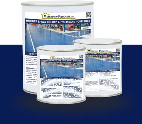 MATPRO - Mortier Époxy Coloré Autolissant - Revêtement Sols Haute Résistance - Ateliers et Stockage - Anti-Poussière - Qualité Alimentaire - Bleu Marine - 5Kg