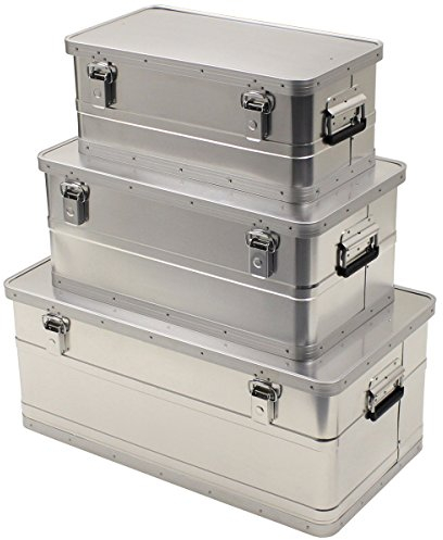 MFH wasserdichte Transportkiste Aluminiumkiste Werkzeugkuste Box Alubox Kiste (3er Set)