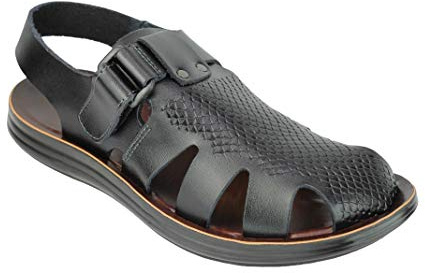 Xposed Sandales pour homme en cuir véritable style gladiateur romain - Noir - Noir , 42 1/3 EU