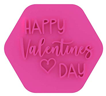 LissieLou Happy Valentine's Day Cookie Stamp Love Heart Icing Fondant Embosser - Light Pink