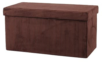 Large Ottoman Foldaway Storage Blanket Toy Box Bench Corduroy Pouffe Footstool Ottoman (Brown, 76cm x 38cm)
