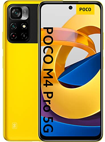 POCO M4 Pro - Smartphone 5G, 6GB RAM 128GB ROM, 6nm MediaTek Dimensity 810, 90Hz 6.6'' FHD+ Dot Display, 64MP AI Quad Camera, 5000 mAh, 33W Pro fast charging, MIUI 12.5 per POCO, Android 11- Giallo