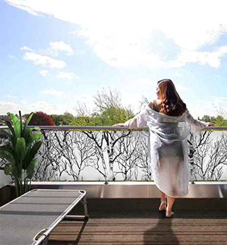 MyMaxxi Balkonbanner Sichtschutz - gezeichneter Wald aus Birken - Abdeckung für Terrasse Balkon - Windschutz Sonnenschutz Blickdicht - Balkonverkleidung wetterfest -