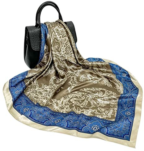 FAIRYGATE Seidentuch 90x90cm Seidenschal Damen Große quadratische Fleckschals für Damen Frauen Seidig wie Kopftuch Bandanas Haarschal Halstuc Schlafringe 61015