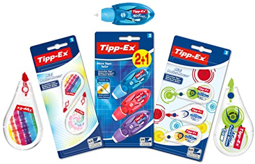 Tipp-Ex Korrekturroller Set: 5 Mini Pocket Mouse in verschiedenem Design und 3 Micro Tape Twist, Ideal für Schultüte, Einschulung und Schulanfang