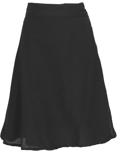 GURU SHOP Jupe d'été légère en coton pour femme - Vert - Taille unique, Noir , taille unique