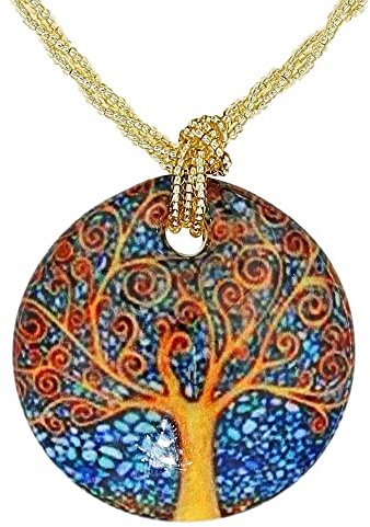 Venetiaurum - Collana con pendente con rivisitazione L'Albero della Vita di Klimt in Vetro Originale di Murano e Argento 925 - Gioiello made in Italy certificato