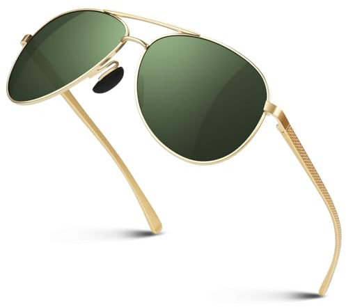 CGID Occhiali da Sole da Uomo Polarizzati Pilota Protezione UV Occhiali per la guida Classic Montatura in Metallo M180