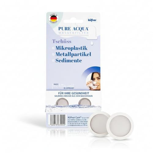 Wasserfilter Wasserhahn Aufsatz M22/M24, 2 Stück (Durchmesser Ø 21 mm) – Filter gegen Mikroplastik, Metall & Sedimente – PURE ACQUA | Küfner Care – Made in Germany