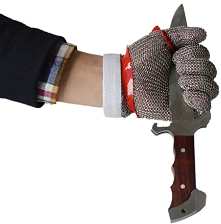 BCPPO Kettenhandschuh Schnittschutzhandschuhe for Metzger, Sicherheitshandschuhe Mit Verstellbarem Nylon-Armband, Kettenhemd-Handschuhe Aus Edelstahl In Lebensmittelqualität (Size : 1PCS/M)