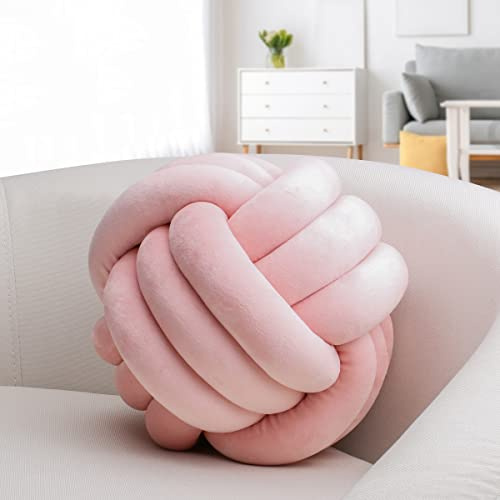 IIQI Knotenkissen, Mehrere Größen Knotenkissenball weiches handgewebtes Sofakissen, verwendet für Wohndekoration (Rosa 91,21.8 Zentimeter)