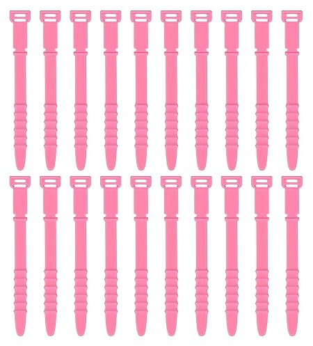 uxcell 20Pcs Silicone Cable Ties 4.5 Inch Reusable Wire Ties Elastic Cable Cord Organizer Straps for Cords Wire USB Charge Management Food Storage, Rose Pink