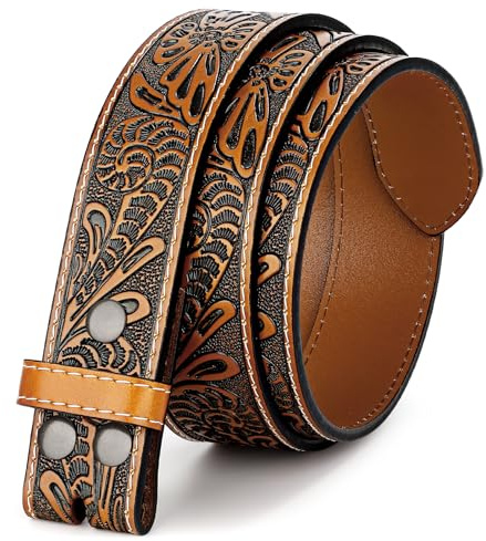 BELTROAD Western läderbälte för män kvinnor cowgirl läder herrbälten för jeans födelsedag jul bälte gåvor, 02-brun, for Wasit 38-41