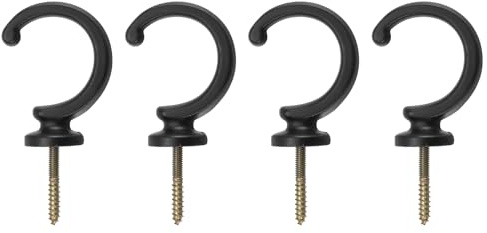 uxcell 4Pcs Curtain Holdback, Aluminum Alloy Wall Mounted Curtain Holders Drapery Tieback Hooks for Living Room Bedroom Office (Black)