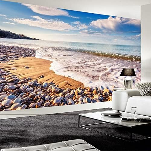XLMING Schöner Strand Wellen Kieselsteine Schlafzimmer Sofa Wohnzimmer Tv Hintergrund Wand 3D Tapete-400cm×280cm