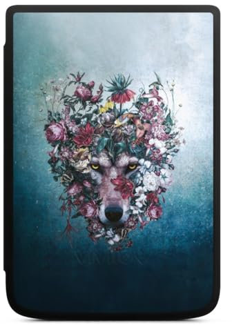 DeinDesign Coque pour liseuse Compatible avec Vivlio Touch HD Plus Etui pour liseuse Protection pour liseuse Fleurs Loup Animaux