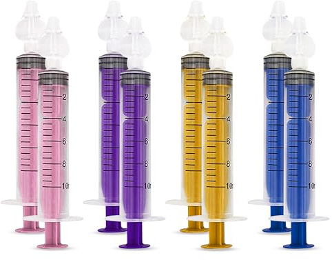 BORNOVA Nasenspritzen spülen nasendusche kinder nasenspülung für kochsalzlösung baby nase nasenspitze spritze für BPA-frei Packung mit 4 (10 ml 8 STÜCK (jeweils 2 Stück pro Farbe))