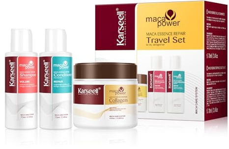 Karseell Maca Essence djupreparation hårvårdsset, kollagen hårmask schampo reparation balsam, reseset för torrt skadat hår alla hårtyper