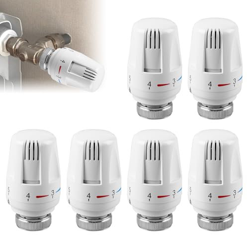 Thermostatkopf, 6 Stück Thermostat Heizung für Thread M30 x 1.5, Heizkörperthermostat, Thermostatkopf Heizkörperventil, Heizungsthermostat, Kühlerthermostat, Heizungsregler für Büro Zuhause