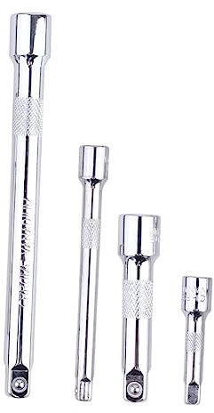 Hoement 4pcs 1/4 3/8 Drive Socket Extender Set, Chrome-Vanadium Steel Extension Bars for Hard-to-Reach Fasteners in Confined Spaces, Hand Tool for Ratchet Wrenches