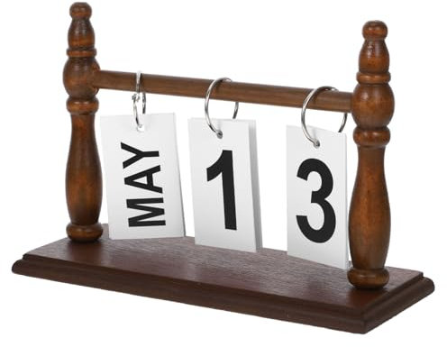 Tofficu Wooden Desk Calendar Rustikales -kalender-design Für Dekorative Büro Und Wohnraumgestaltung Wiederverwendbarer Dauerkalender Mit Einfachem Umblättern Der Datumsanzeige Kompakt