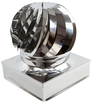 ALLINOX Comignolo Girevole Base Quada Terminale Eolico Acciaio INOX 304 Per Camino (55x55)