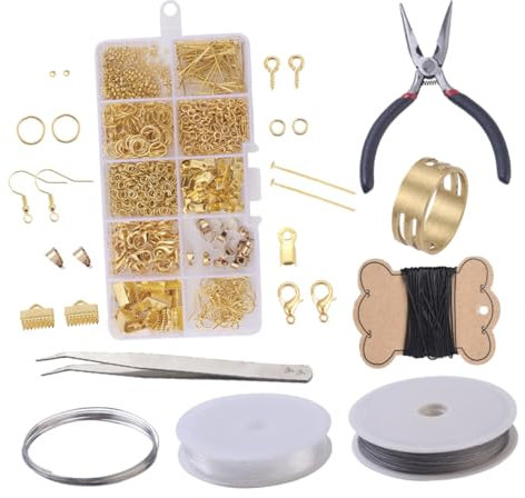 HOODANCOS Diy-ohrringe Herstellen Metall-ohrring-materialien Für Handgefertigte Ohrringe Werkzeug-kit Für Ohrring-herstellung Geeignet Für Damen Goldfarben Mit Werkzeugen