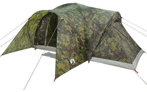 vidaXL Tienda campaña Familiar iglú 6 Personas Impermeable Camuflaje, Tienda de campaña, Tienda de jardín, Refugio al Aire Libre, Tiendas de campaña