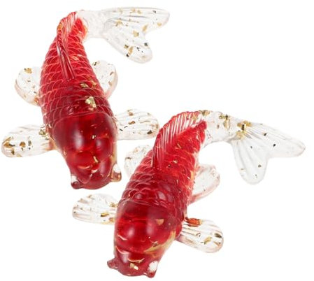 ibasenice 2piezas Adornos De Cristal De Carpa Figuras De Pez Koi Miniatura Estatuas Hechas Mano Decoración De Escritorio para Oficina Adorno De Vidrio para Acuario