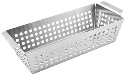 Cesta rectangular antiadherente para parrilla con agujeros, bandejas de parrilla para barbacoa, sartenes para parrilla de verduras para asar al aire libre