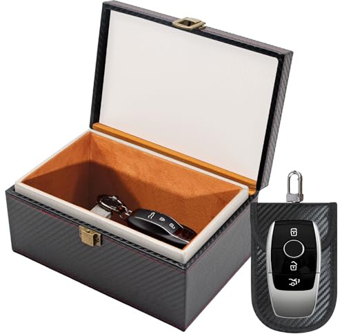 OMKHE Faraday Box for Car Keys – RFID Signal Blocker, Key Fob Protector, Anti-Theft Keyless Entry Protector with Faraday Pouch