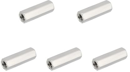 HiPicco 5Pcs Hex Coupling Nuts,M5x0.8-Pitch UNC 25mm/0.98 Length, 304 SS | Rod Coupling Nut, for Threaded Rods & Studs