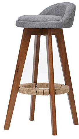 XAUBXYVR Fußhocker Barhocker Moderne Einfachheit Küchenbar Esszimmerstuhl aus Massivholz Hoher Hocker Sitz aus Baumwoll- und Leinenstoff Kann gedreht Werden Tragkraft 150 kg 73 cm Hohes Barhocker-STU