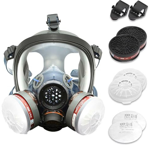 InkVision Maschera Antigas Professionale a Pieno Facciale, Kit con Filtri Sostituibili, Protezione Respiratoria
